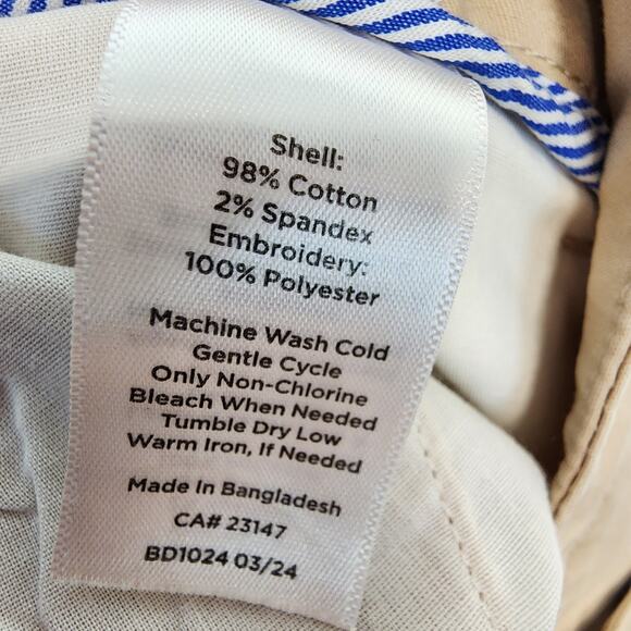 Talbots Relaxed Chino Pants Size 10P Embroidered Vespa Ride Moped Rolled Cuff - Picture 13 of 13